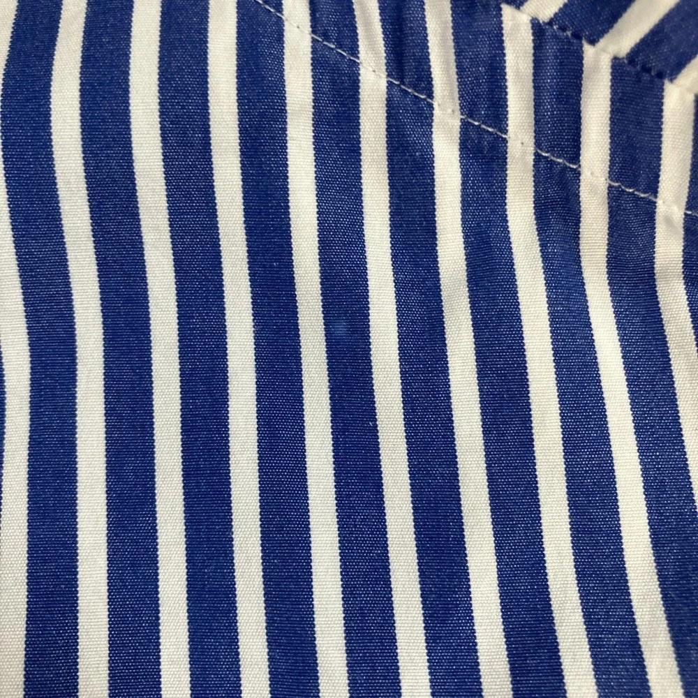 Vintage Polo Ralph Lauren Shirt Mens M Blue White Striped Made Hong Kong Cotton
